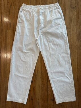 GAP White Cotton Elastic Waist Straight Leg Pants Size Medium EUC